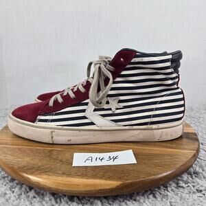 Converse Pro Leather Vulc Mid White Blue Red Striped Casual Y2K Sneaker Mens 9